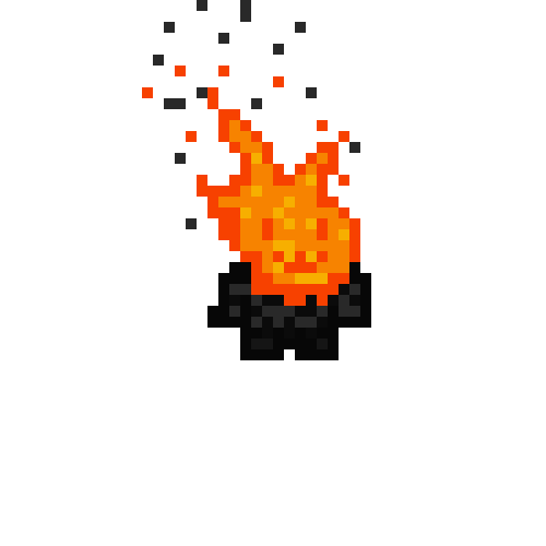 animation pixel personnage en feu